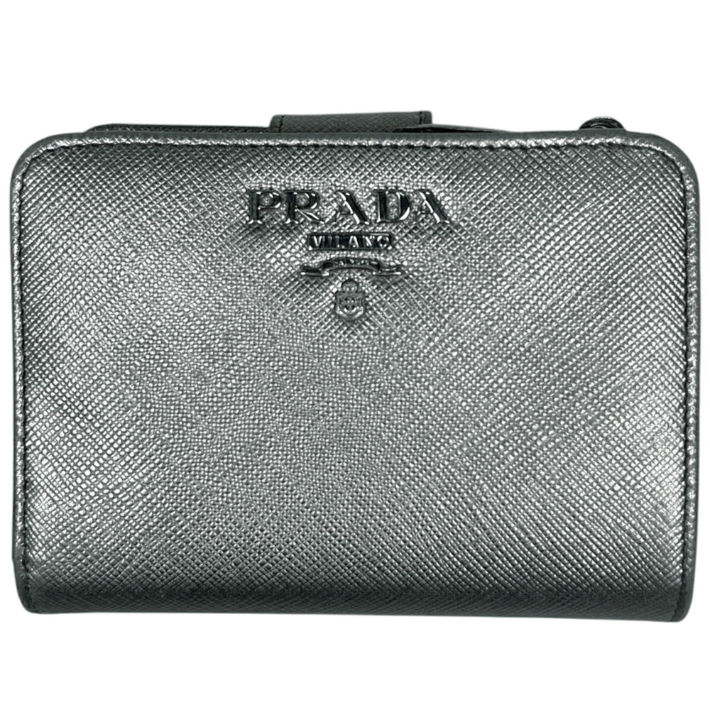 Prada bi fold wallet Saffiano leather silver